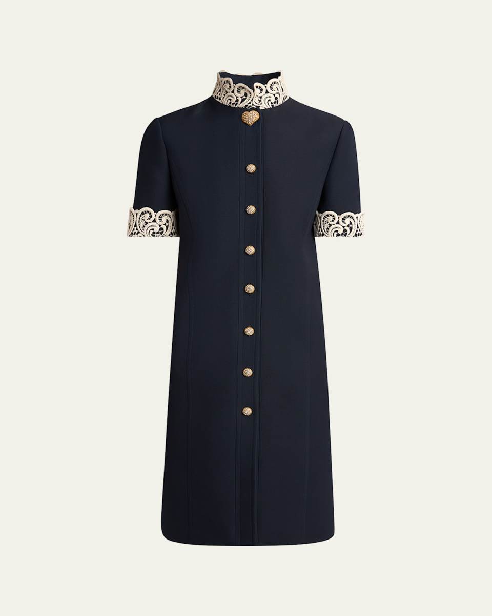Embellished Lace-Trim Dress